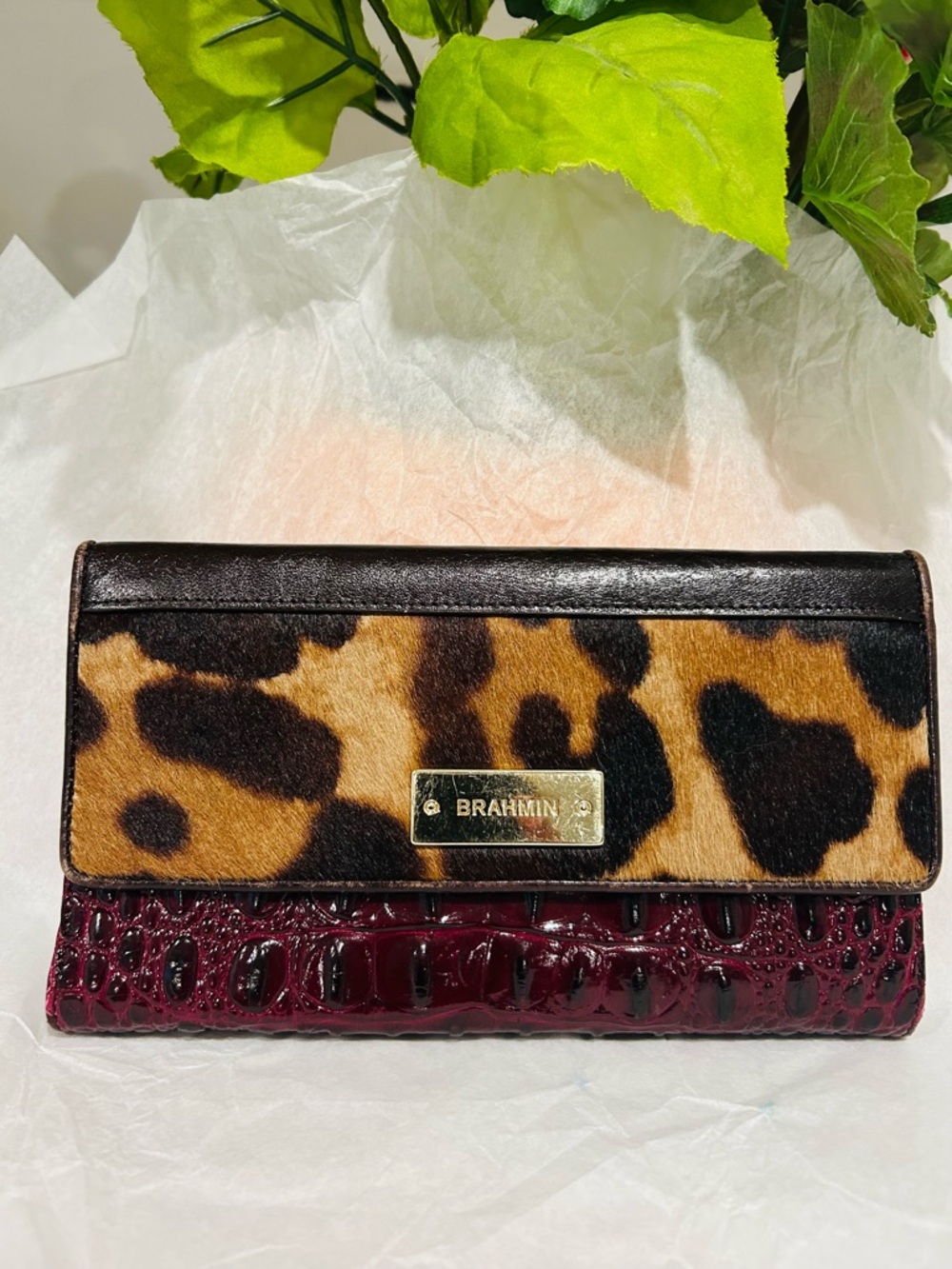 Brahmin Wine Grenada Checkbook Wallet